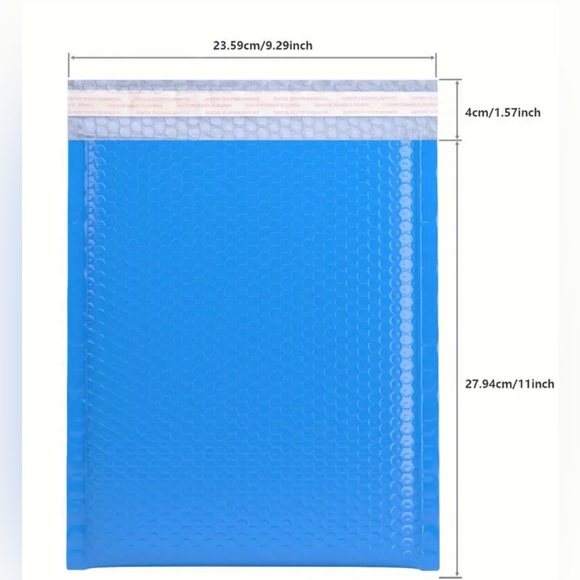11”x9.29”Bright Blue Bubble Mailers 10for$10SturdyWater Resistant Free Stickers - Picture 6 of 11